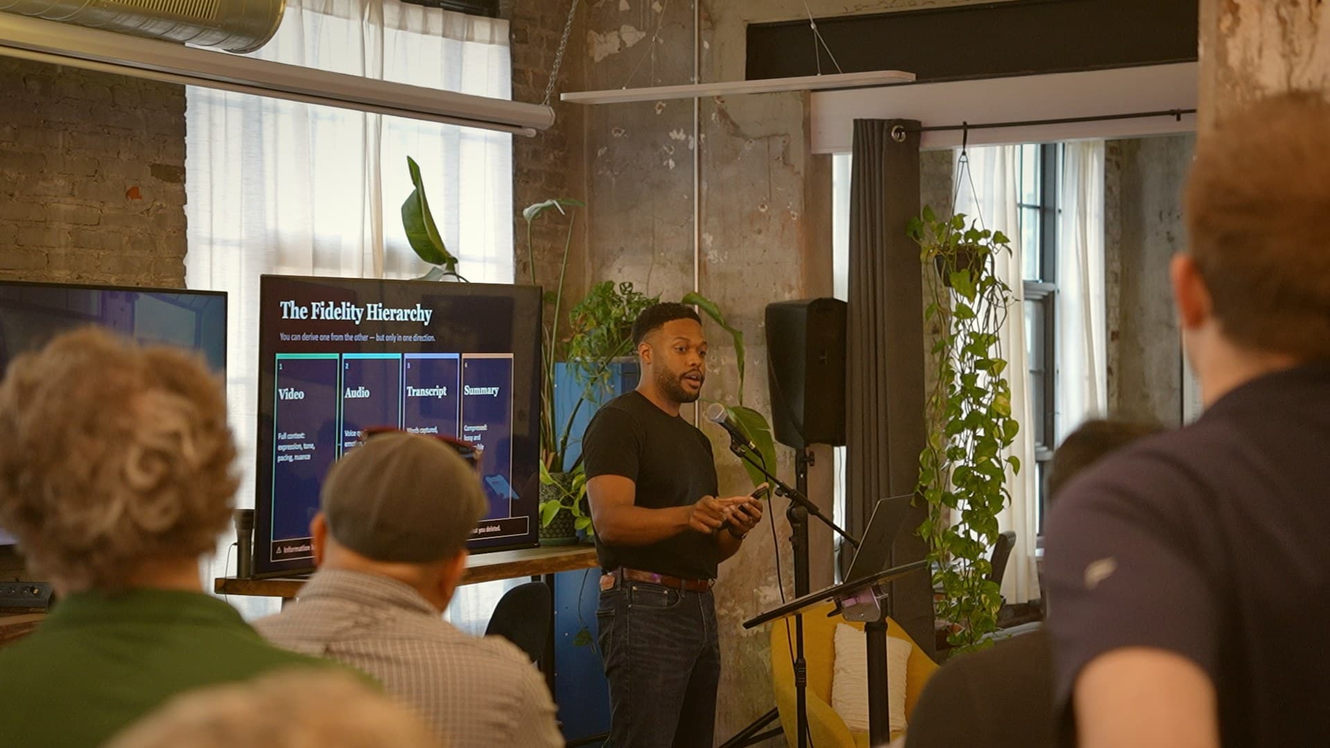 Jordan Blackwell presenting on high-fidelity data for AI systems
